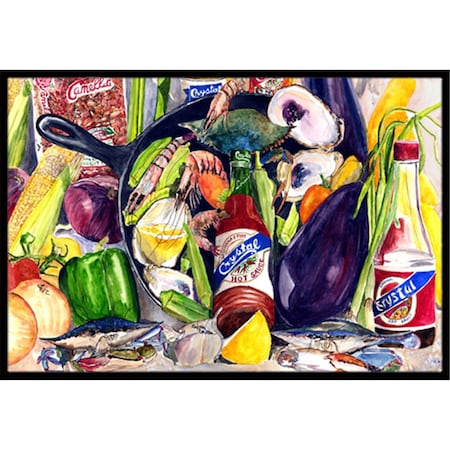 Micasa Crystal Hot Sauce With Camellia Beans And Black Skillet Indoor & Outdoor Mat24 x 36 in. MI889325